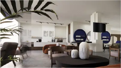 التصميم الداخلي لمقهى W&B — منطقة الجلوس